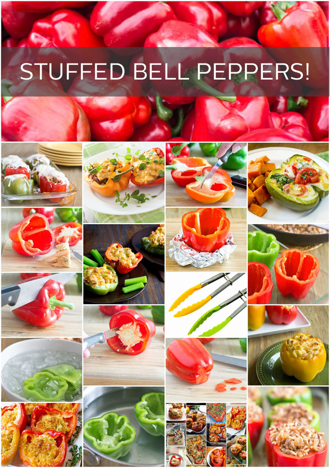Collage of Stuffed Peppers with text overlay that reads, "Stuffed Bell Peppers!"