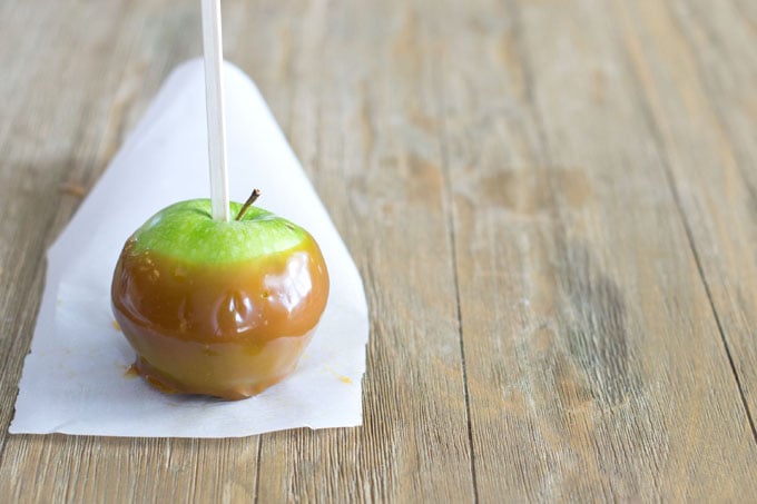 Caramel Apple Dip on an Apple