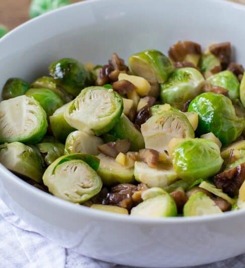 Braised Brussels Sprouts with Apples and Chestnuts