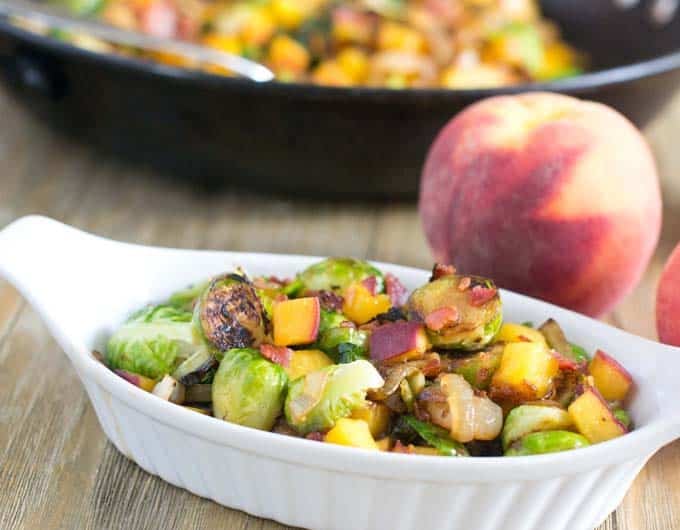 Brussels Sprouts with Peaches and Bacon