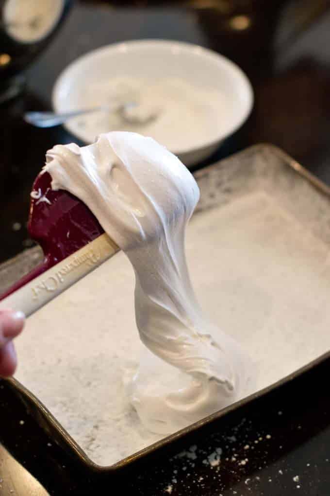 Spatula with marshmallow mixture.