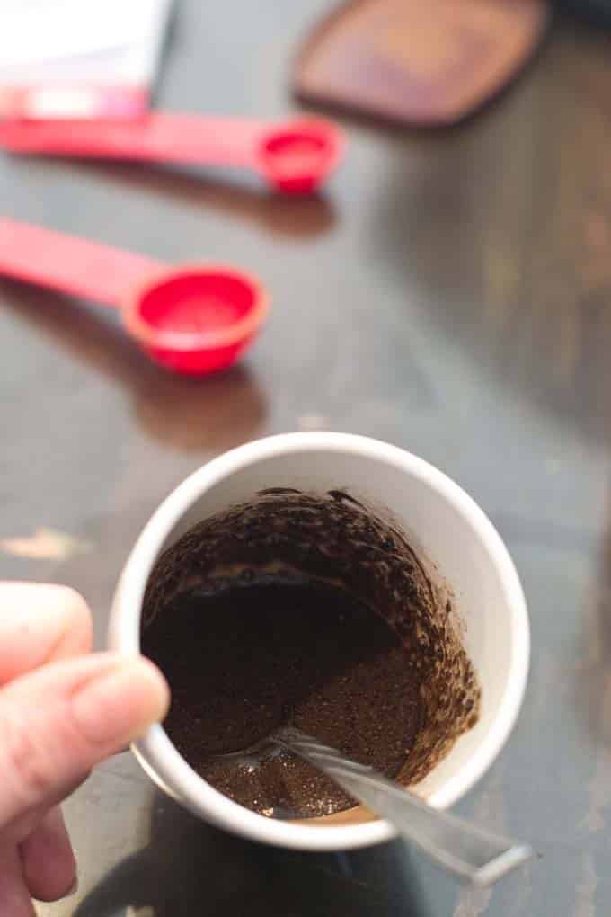 Cocoa powder dissolved in milk.