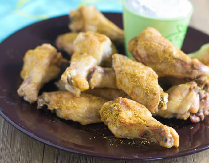 Crispy Indian Dry Wings with Yogurt Dipping Sauce