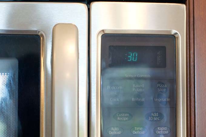 Microwave with 30 seconds on timer.