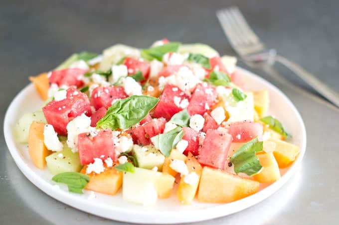 Melon, Feta and Basil Salad