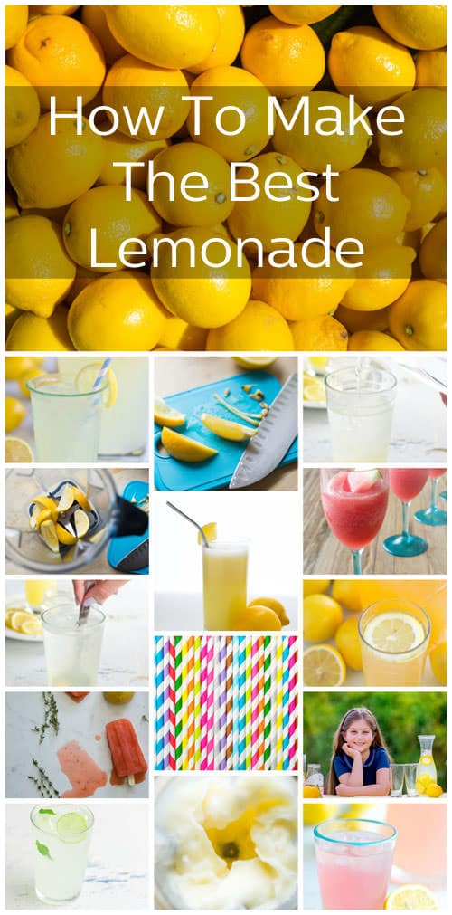 Grid of pictures of different lemonades. The text overlay reads, "How To Make The Best Lemonade".