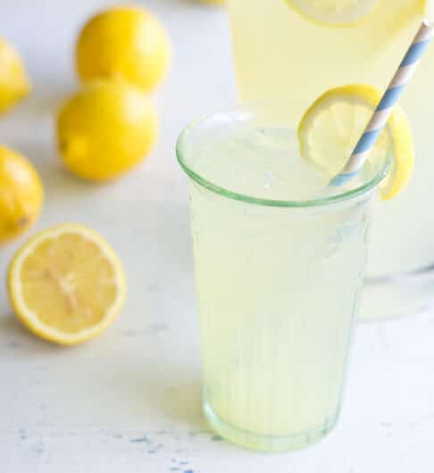 A pitcher of classic lemonade