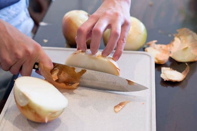Slice onion in half