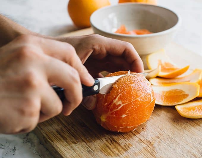 Cut out membranes with a paring knife