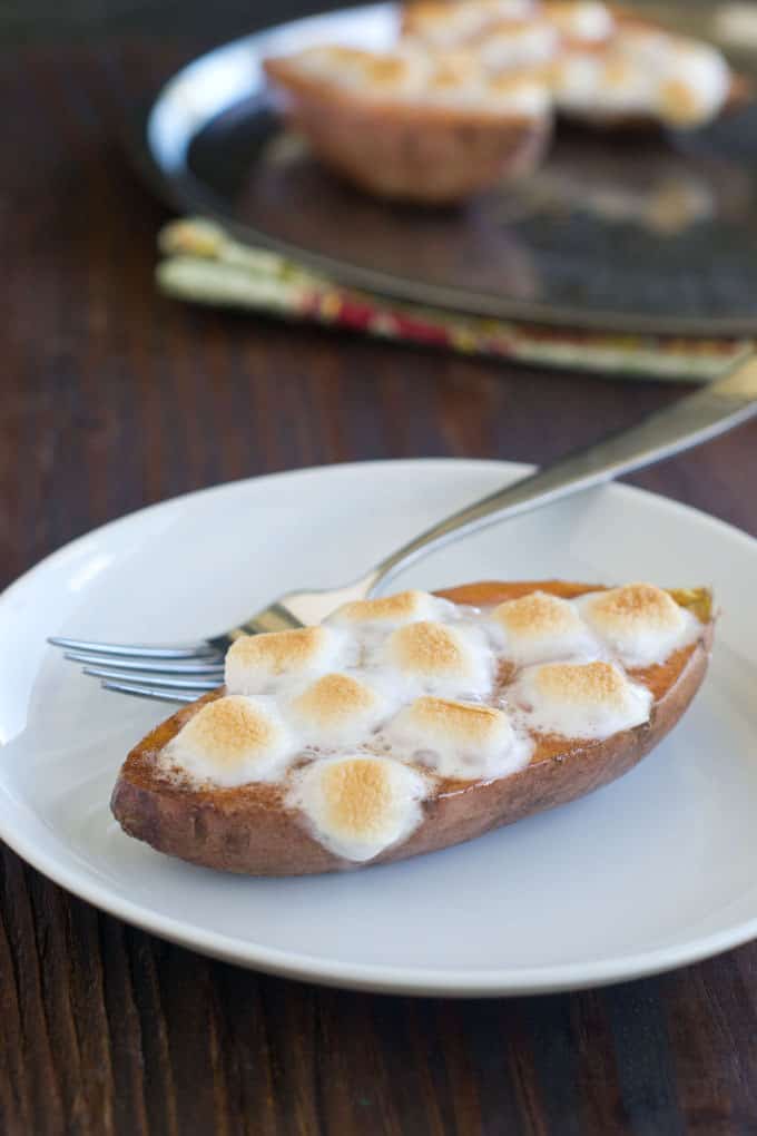 Baked Sweet Potatoes with Marshmallows