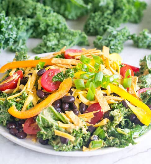 Kale Taco Salad with Chipotle Avocado Dressing