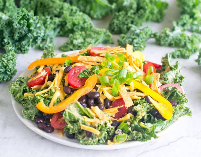 Kale Taco Salad with Chipotle Avocado Dressing