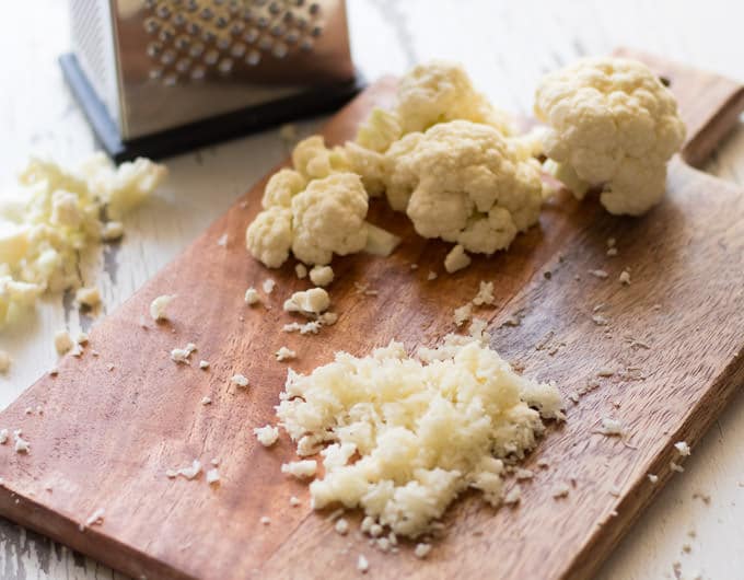 Riced cauliflower with a box grater
