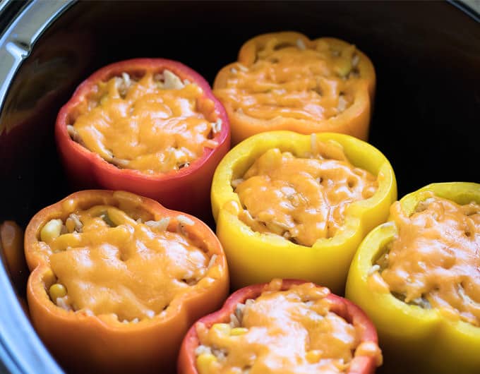 Slow Cooker Chicken Stuffed Peppers