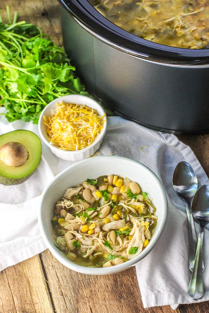 Summer's over but autumn offers so much to get excited for - like warming up with  a bowl of savory slow cooker white chicken chili.