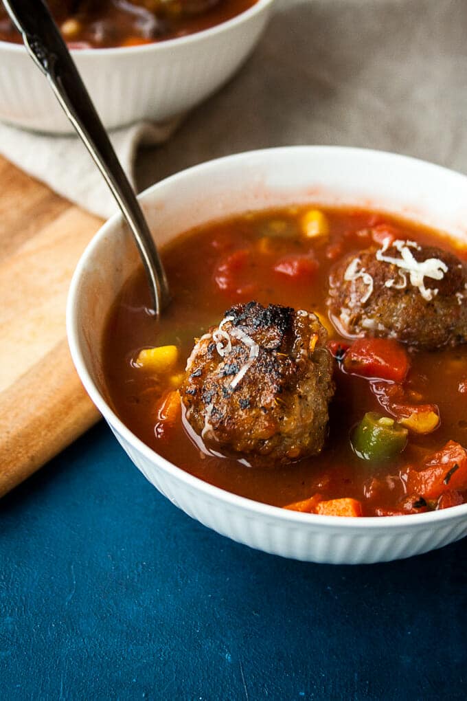A bowl of easy Italian Meatball Soup is just what your family needs this week.