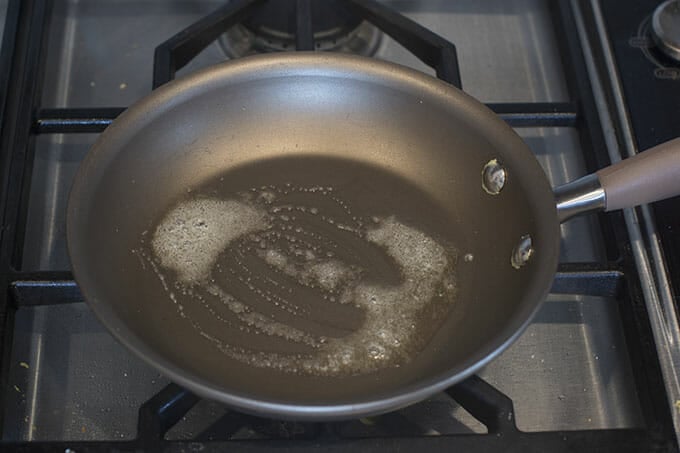 Melt some butter in a non-stick skillet.