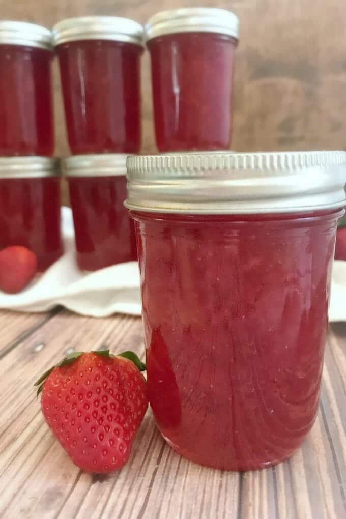 Cans of homemade Strawberry Jam