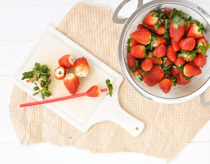 Hulling Strawberries With A Straw