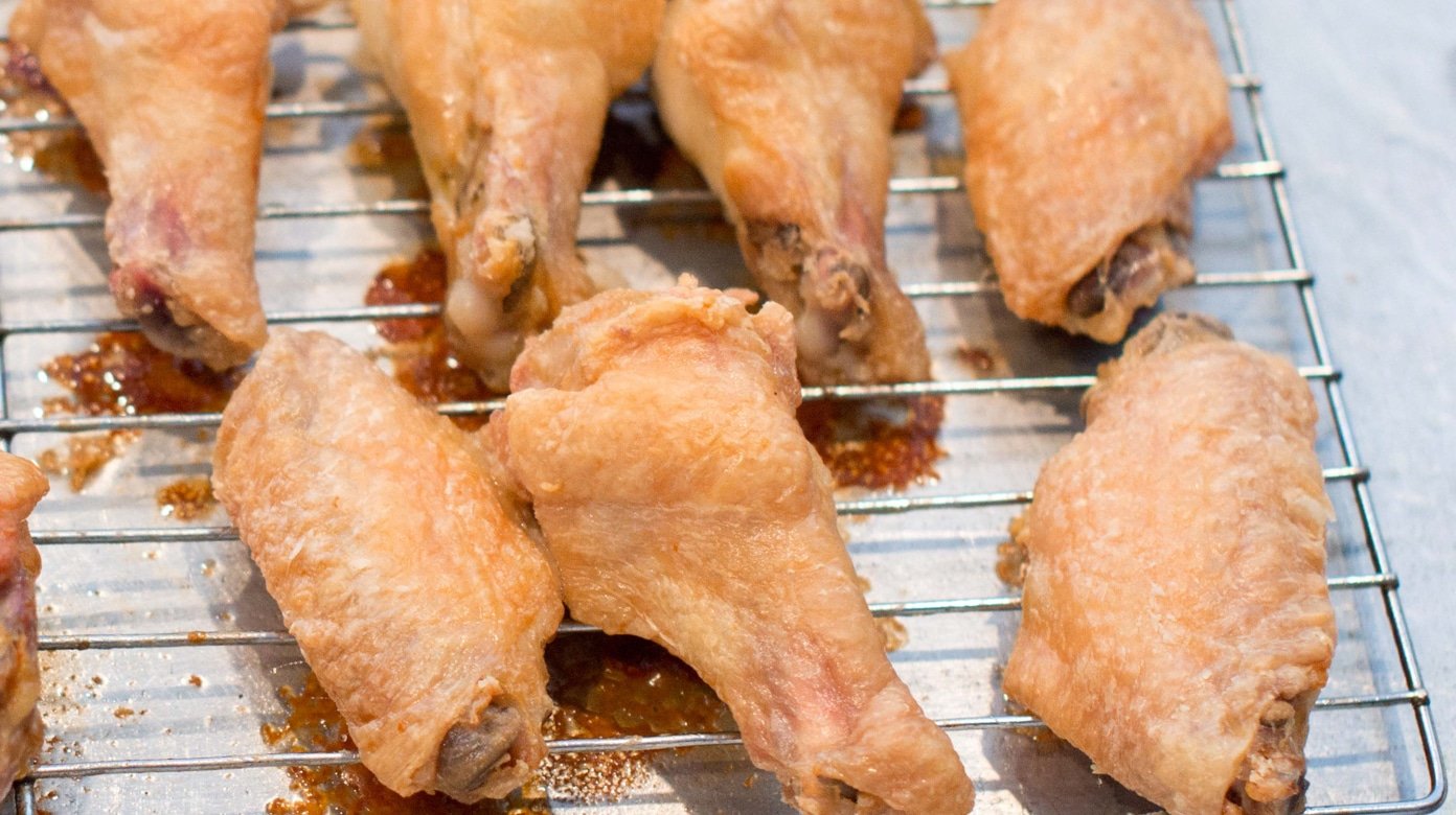 Crispy Air Fryer Chicken Wings Recipe - Shown on two racks in the