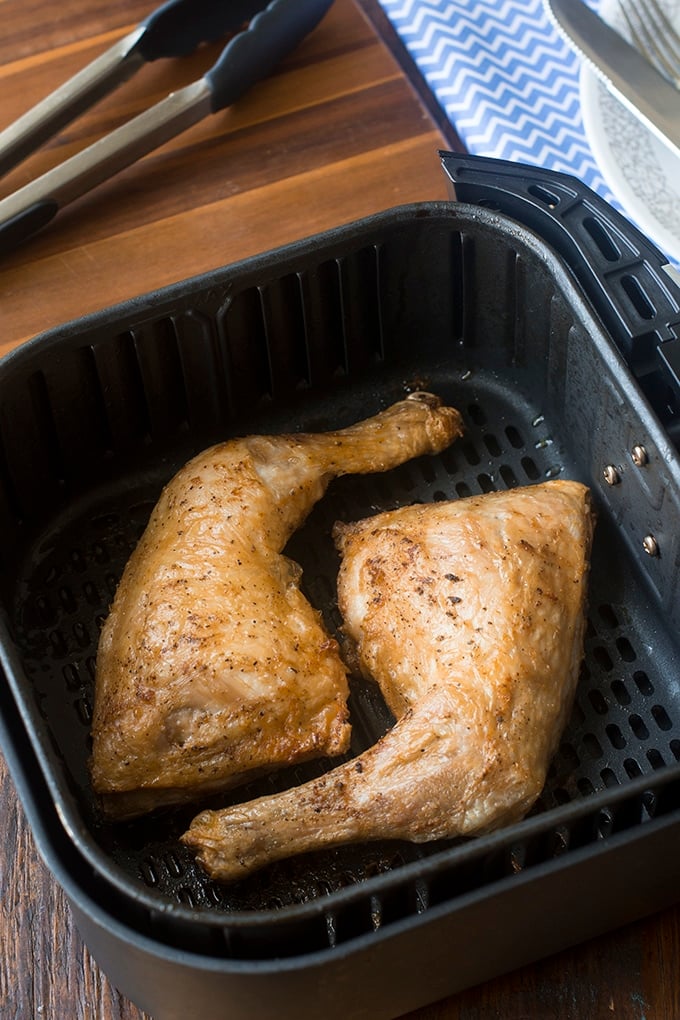 Air fried chicken leg quarters are the best. Not only are they super affordable but you get a thigh and drumstick in one serving - nice juicy flavorful meat!