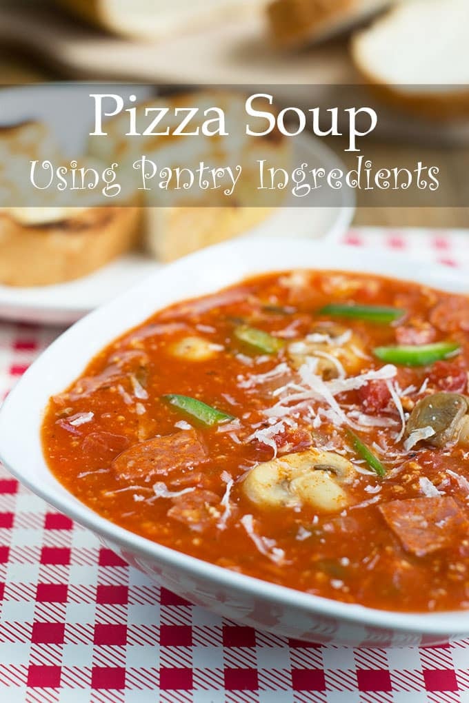 If you're stuck at home and missing pizza, don't worry! You can make this pizza soup using only pantry ingredients in under 15 minutes. It's quick, satisfying, and so delicious!