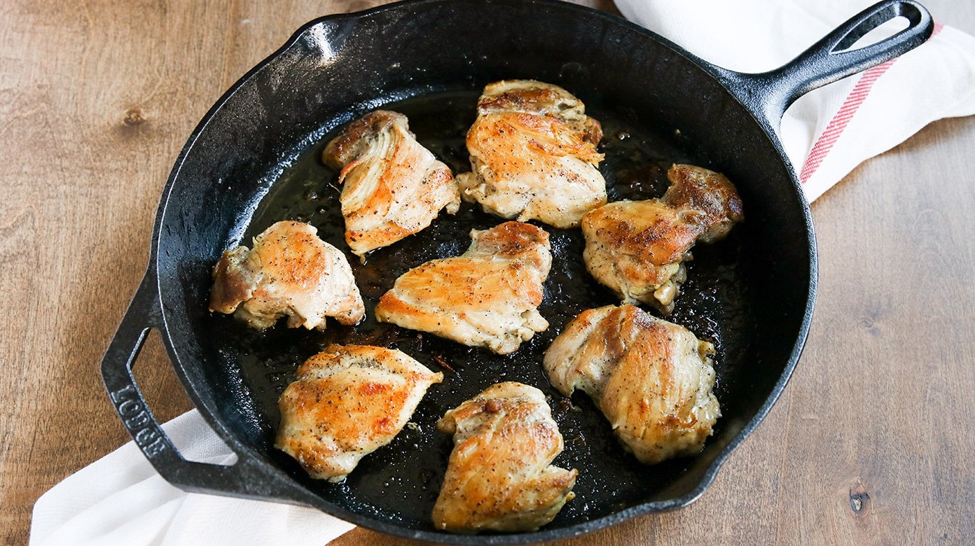 Simple Way to Pan Fried Chicken Thighs Recipe