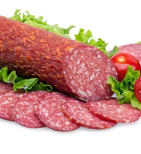 Salami with slices cut.