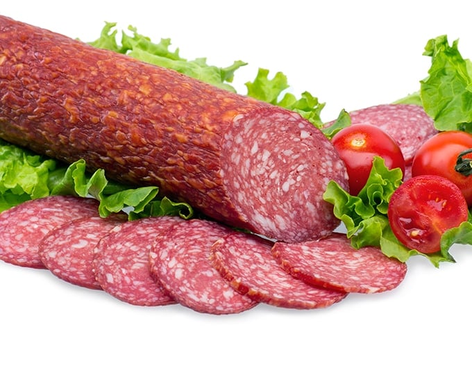 Salami with slices cut.