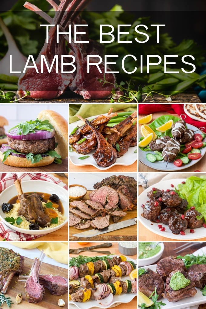 collage of different lamb dishes with text overlay that says the best lamb recipes