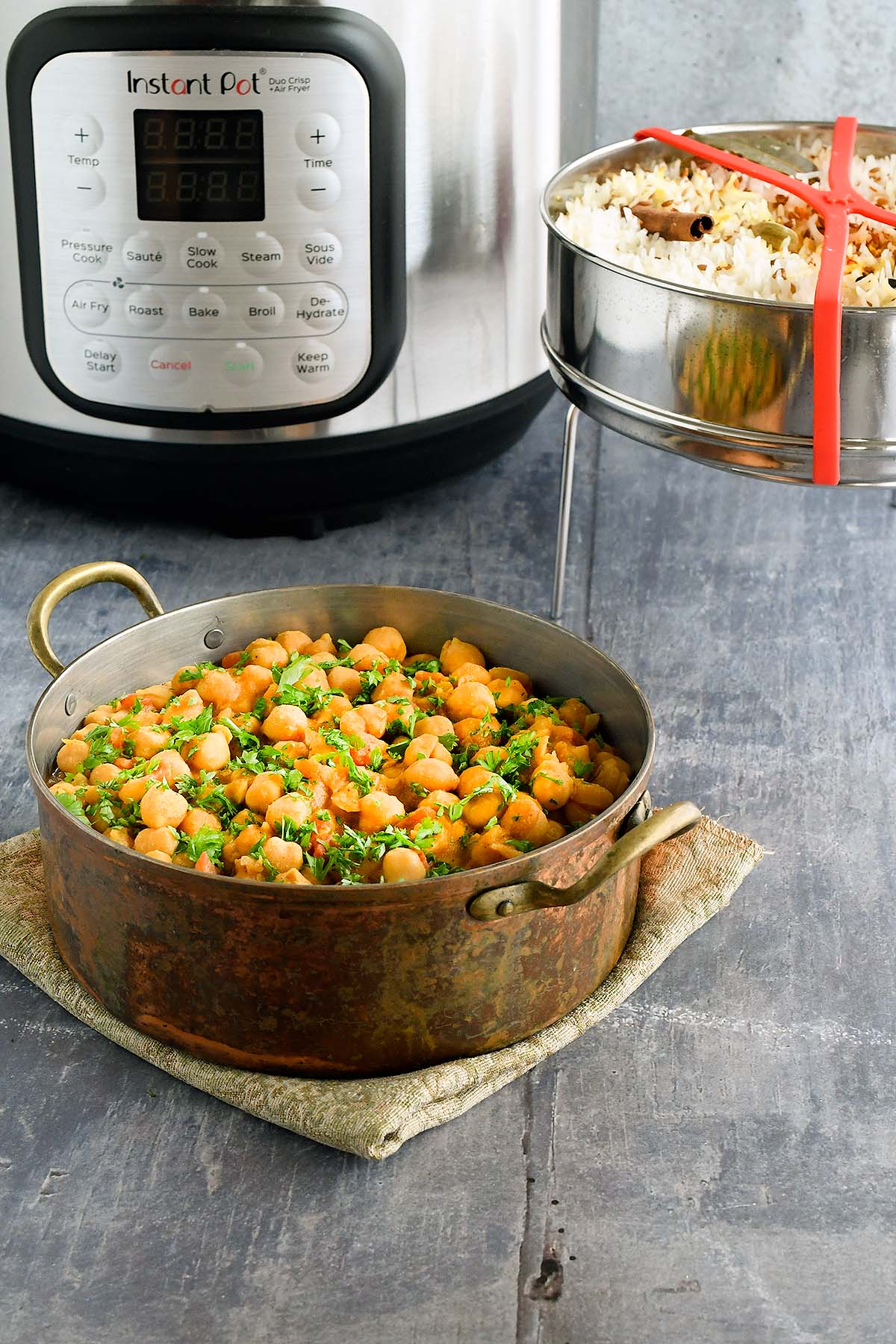 Instant Pot Chana Masala and Rice (Cooked All At Once!)