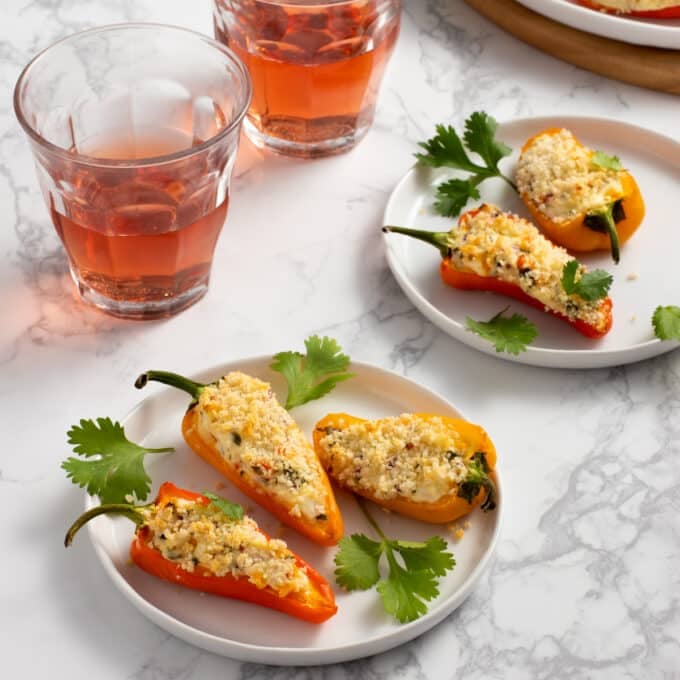 Small peppers stuffed with cheese and breadcrumbs.